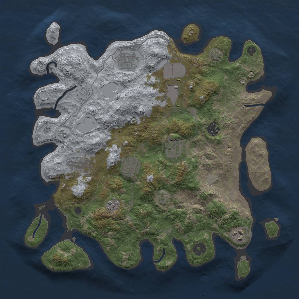 Rust Map: Procedural Map, Size: 3500, Seed: 35238651, 14 Monuments