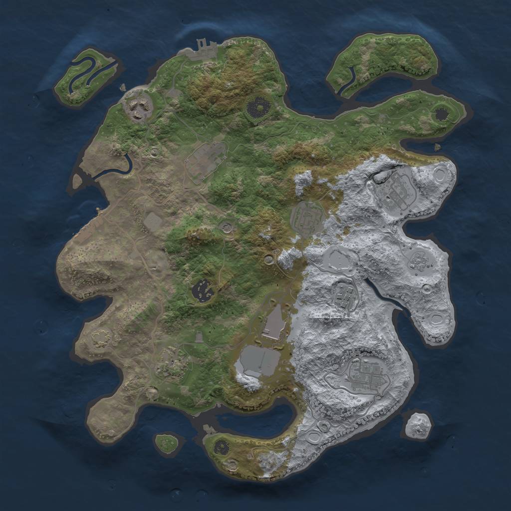 Rust Map: Procedural Map, Size: 3500, Seed: 20459709, 17 Monuments