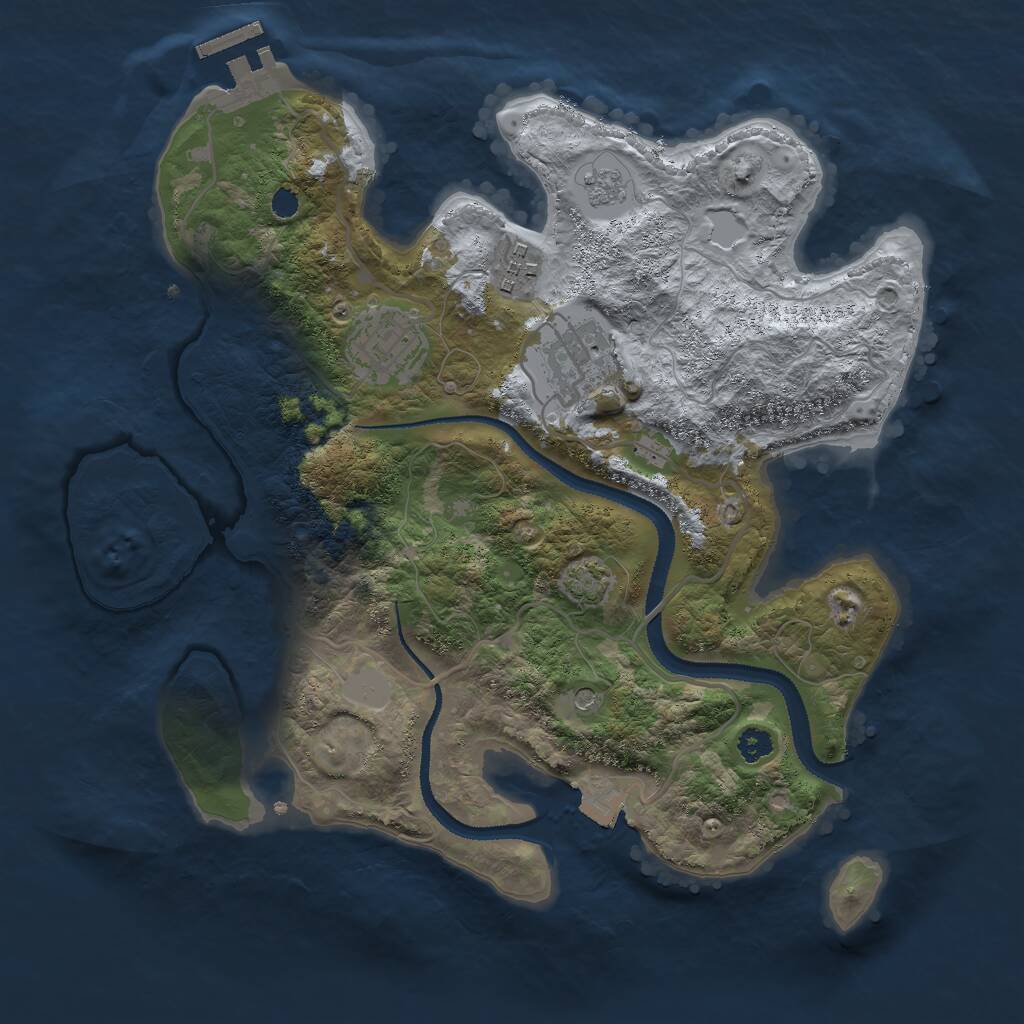 Rust Map: Procedural Map, Size: 3000, Seed: 1987046564, 8 Monuments