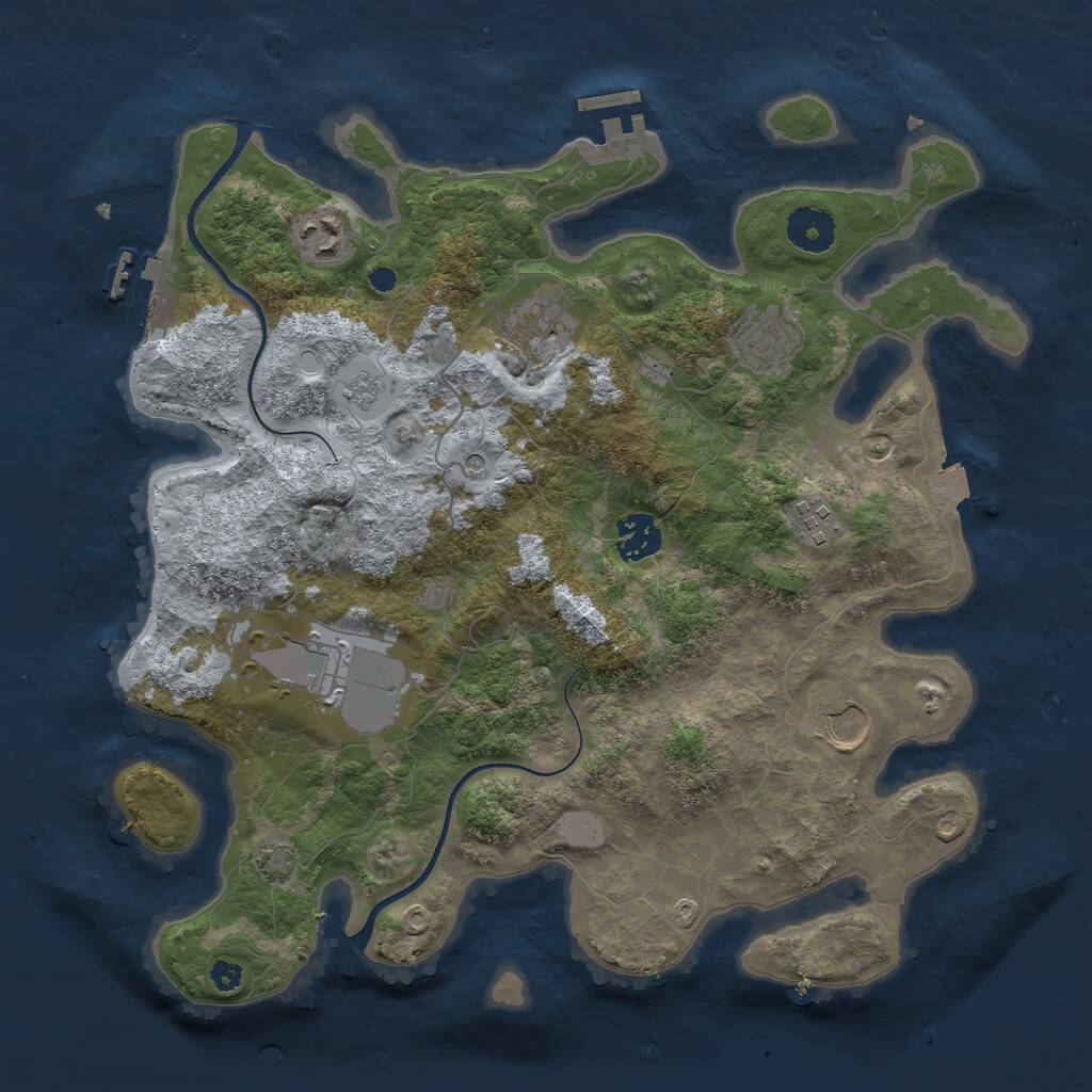 Rust Map: Procedural Map, Size: 3500, Seed: 85875563, 13 Monuments