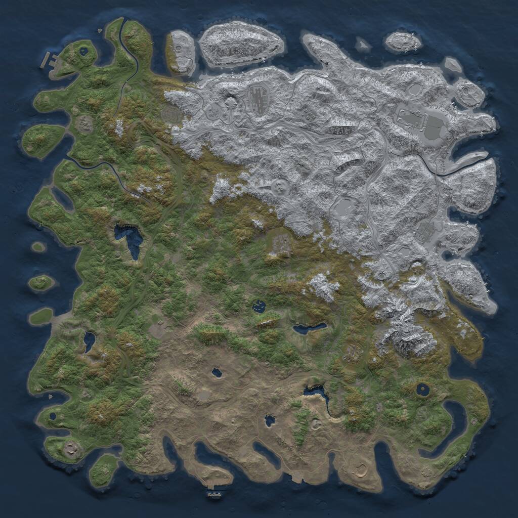 Rust Map: Procedural Map, Size: 6000, Seed: 668, 17 Monuments