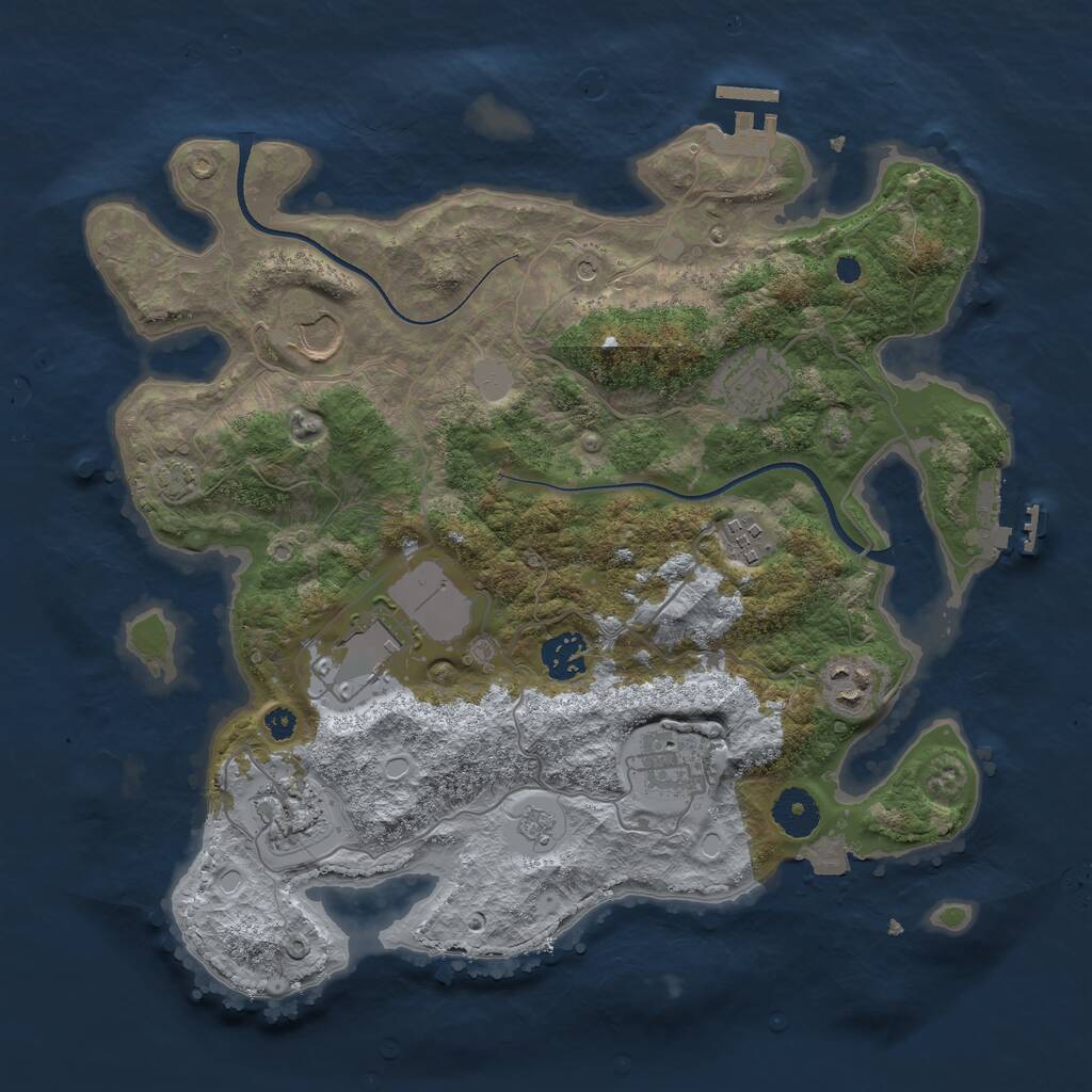 Rust Map: Procedural Map, Size: 3500, Seed: 273193445, 14 Monuments