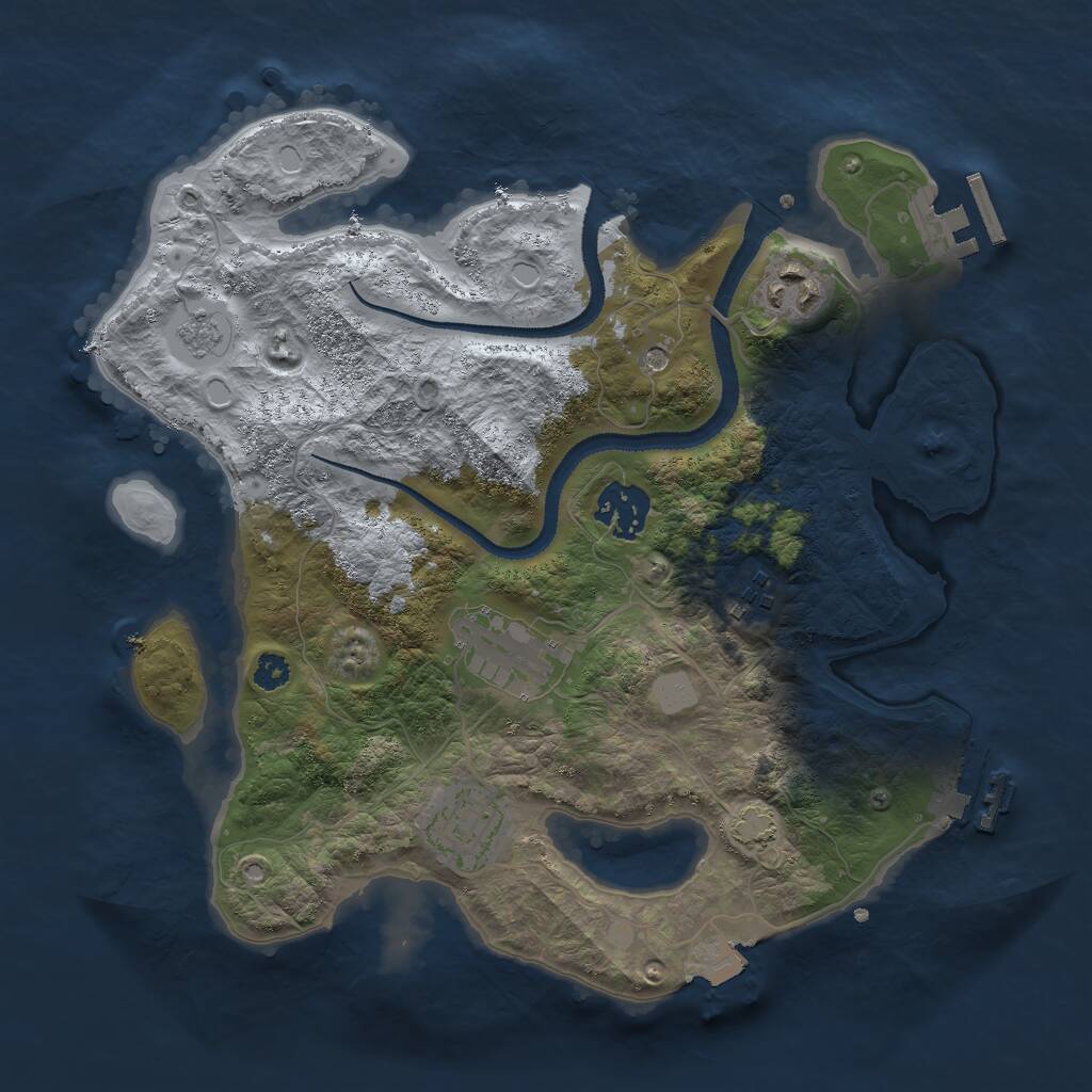 Rust Map: Procedural Map, Size: 3000, Seed: 434036027, 11 Monuments