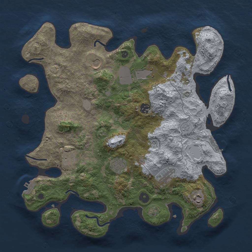 Rust Map: Procedural Map, Size: 3700, Seed: 2039396743, 15 Monuments
