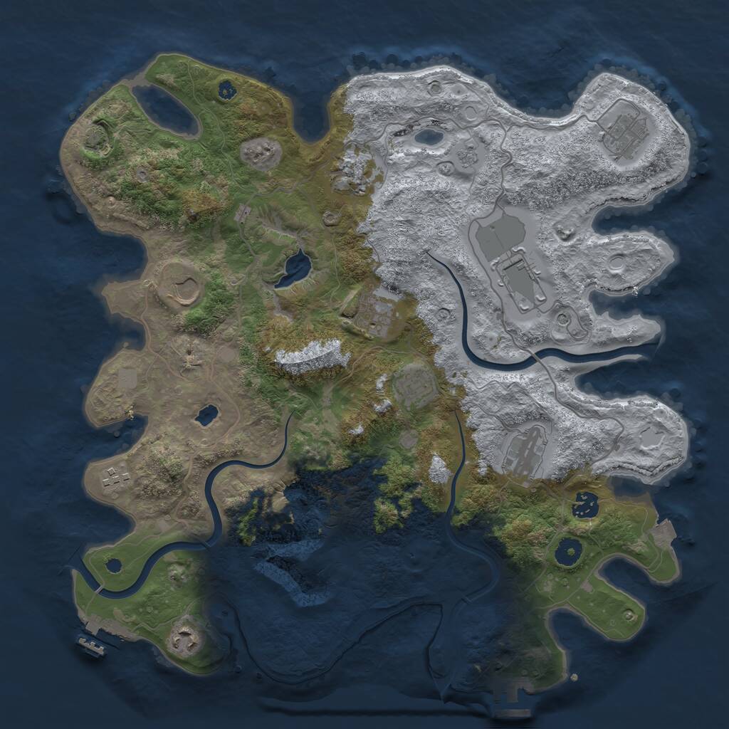 Rust Map: Procedural Map, Size: 4000, Seed: 854803574, 16 Monuments