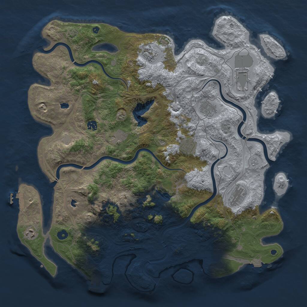 Rust Map: Procedural Map, Size: 4500, Seed: 1227353878, 16 Monuments