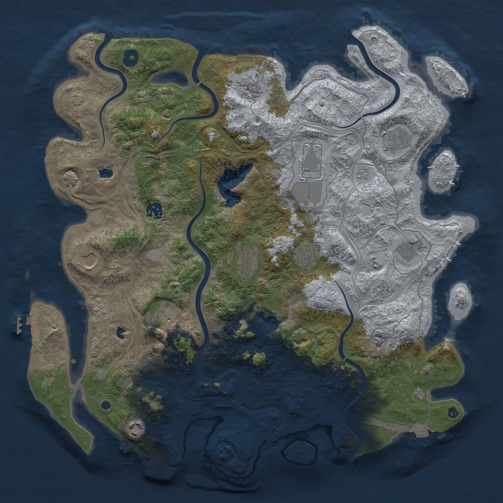 Rust Map: Procedural Map, Size: 4500, Seed: 1227353878, 17 Monuments