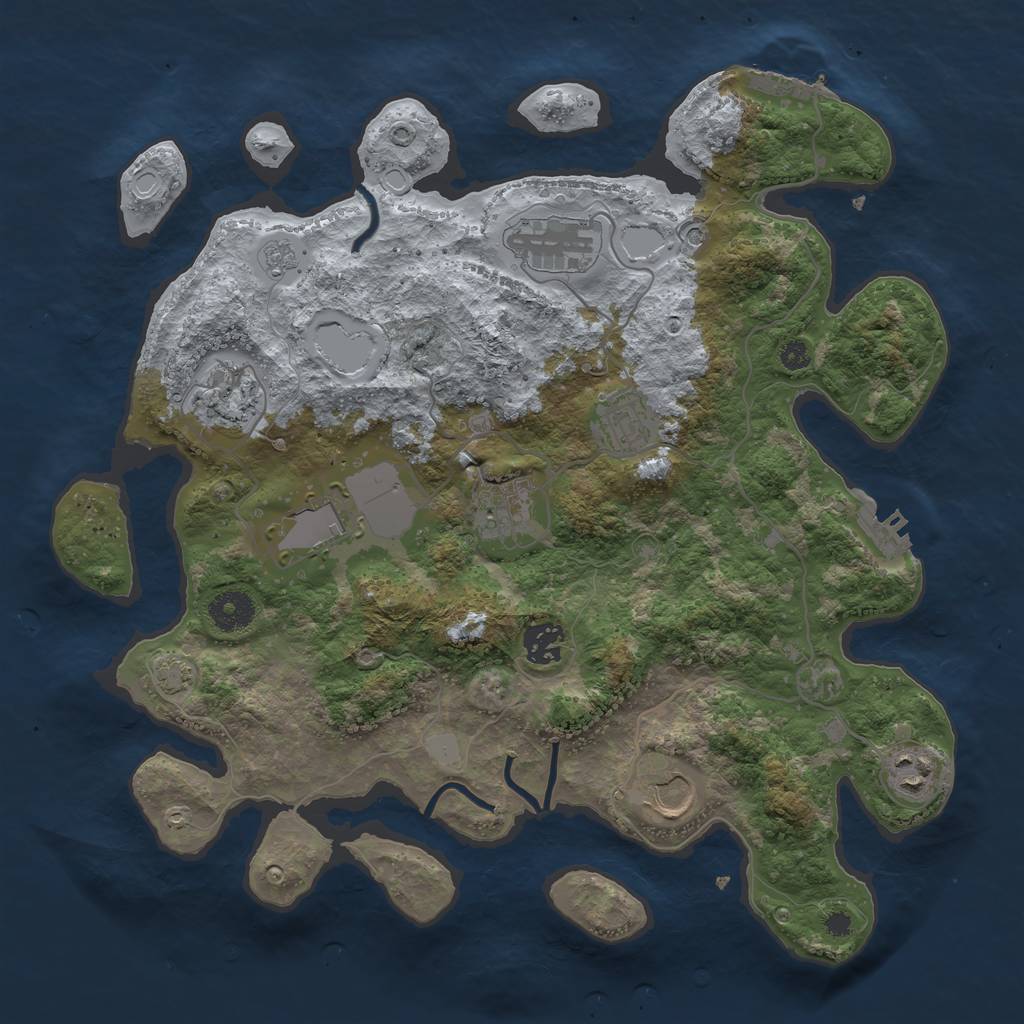 Rust Map: Procedural Map, Size: 3600, Seed: 3152263, 16 Monuments