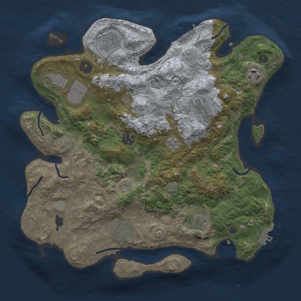 Rust Map: Procedural Map, Size: 3500, Seed: 9093582, 17 Monuments