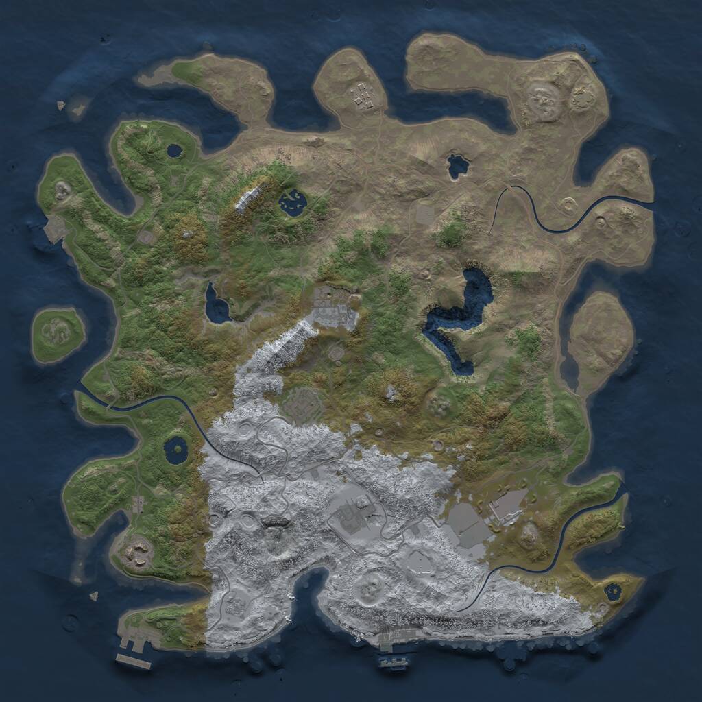 Rust Map: Procedural Map, Size: 4050, Seed: 496200857, 13 Monuments