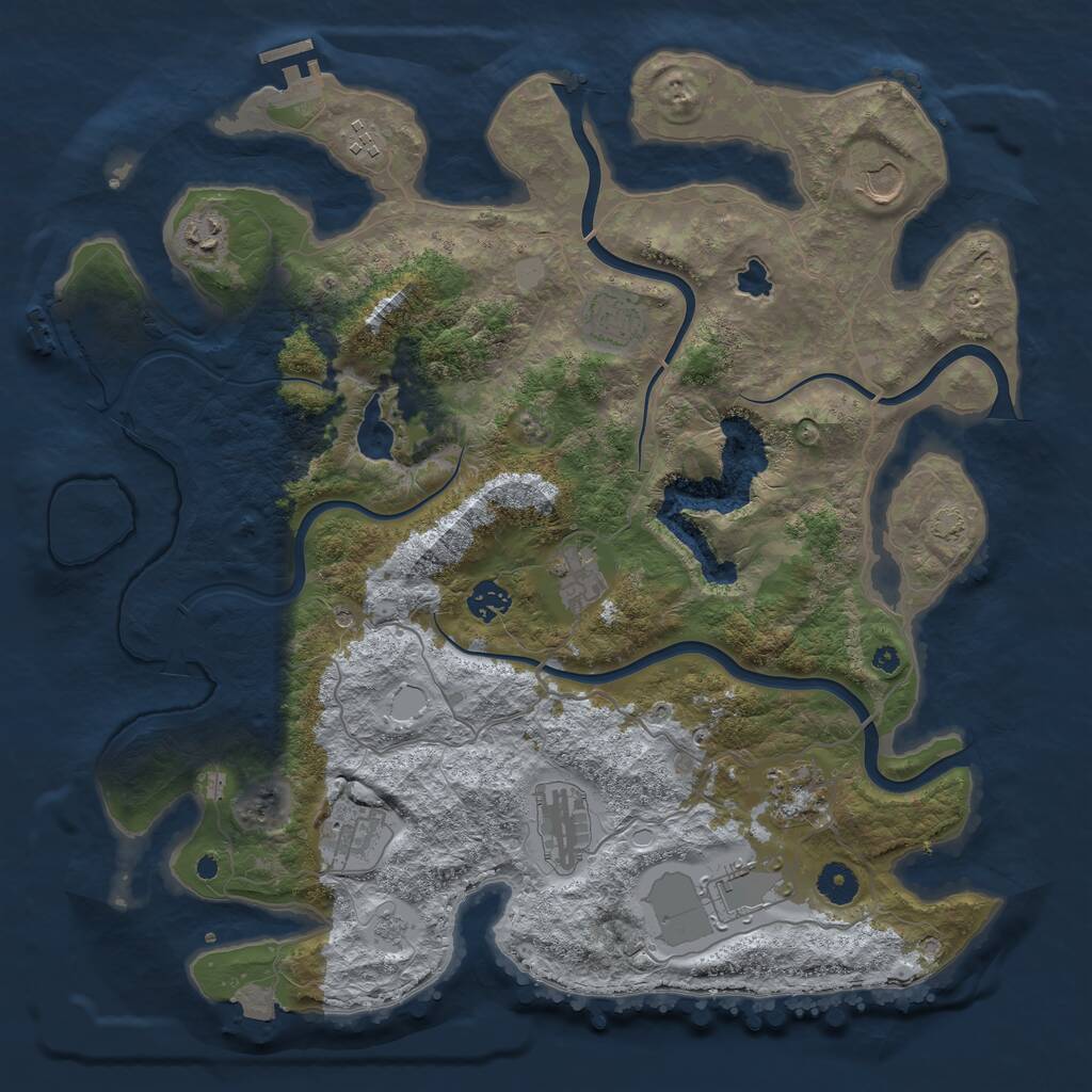 Rust Map: Procedural Map, Size: 4050, Seed: 496200857, 16 Monuments