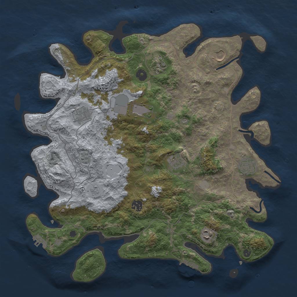 Rust Map: Procedural Map, Size: 4000, Seed: 533211131, 17 Monuments