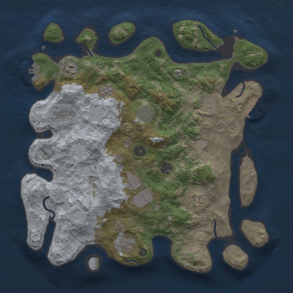 Rust Map: Procedural Map, Size: 3800, Seed: 86415256, 17 Monuments