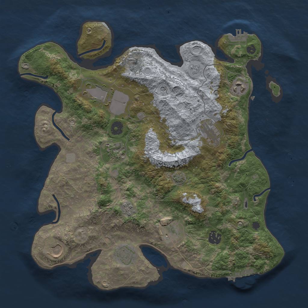 Rust Map: Procedural Map, Size: 3500, Seed: 44013521, 17 Monuments