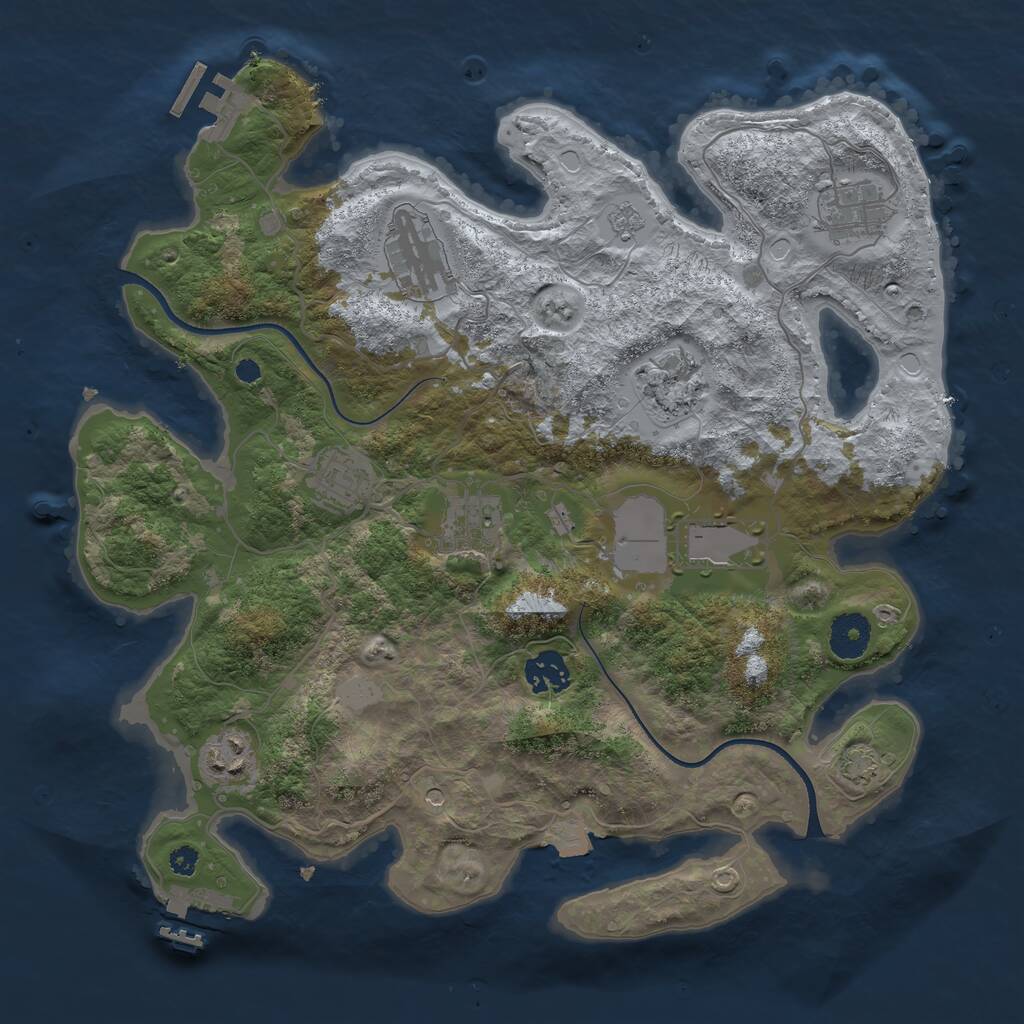 Rust Map: Procedural Map, Size: 3500, Seed: 655538397, 14 Monuments