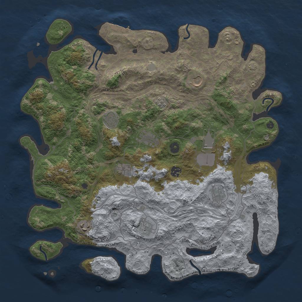 Rust Map: Procedural Map, Size: 4300, Seed: 77114456, 17 Monuments