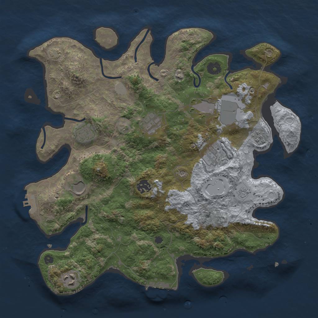 Rust Map: Procedural Map, Size: 3500, Seed: 123409, 16 Monuments