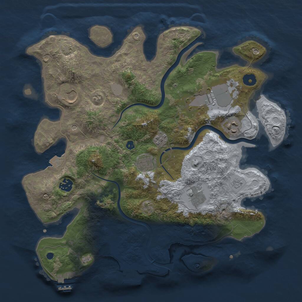 Rust Map: Procedural Map, Size: 3500, Seed: 123409, 13 Monuments