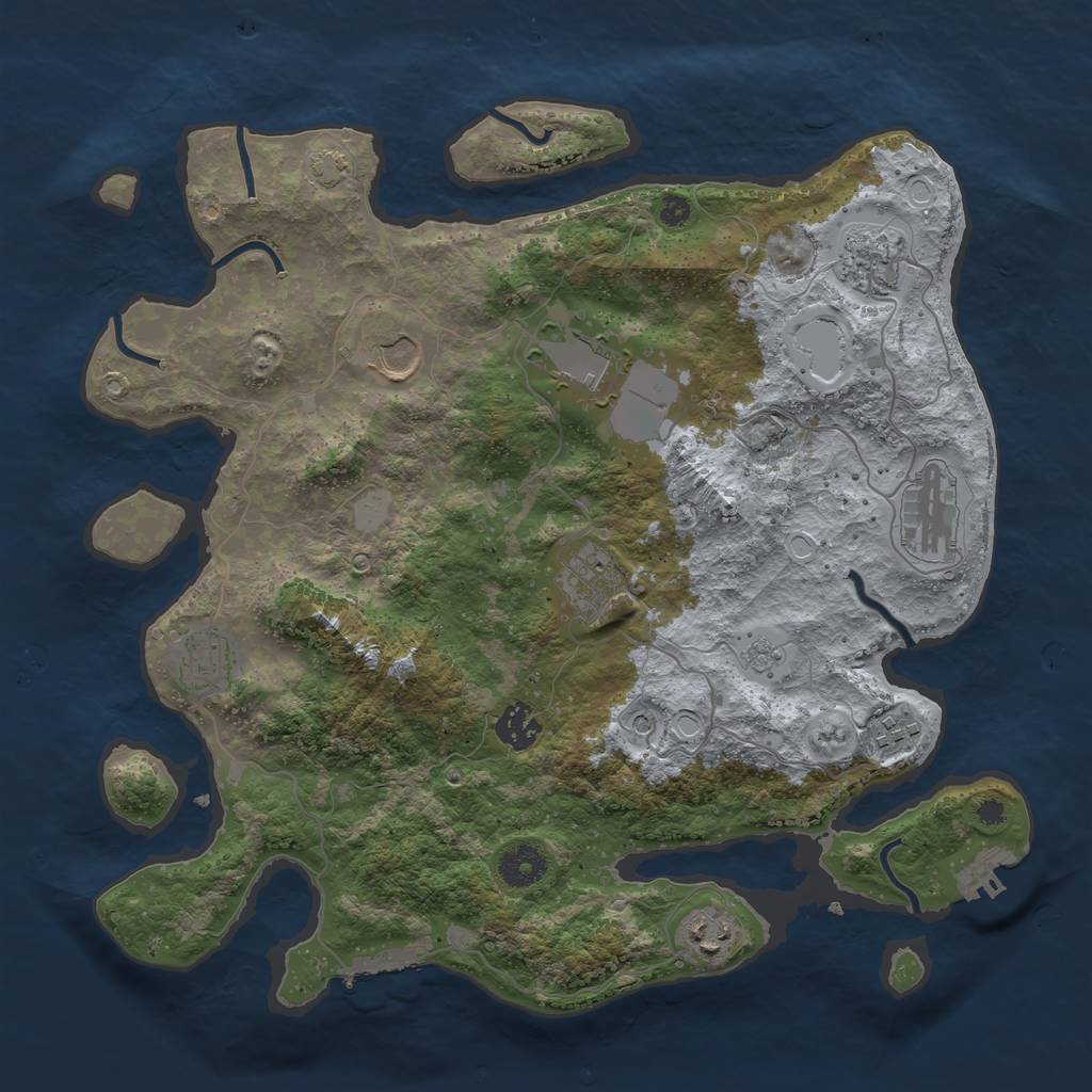 Rust Map: Procedural Map, Size: 3680, Seed: 967020854, 17 Monuments