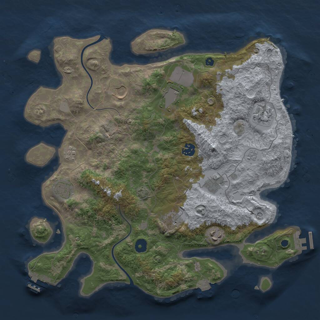 Rust Map: Procedural Map, Size: 3680, Seed: 967020854, 15 Monuments