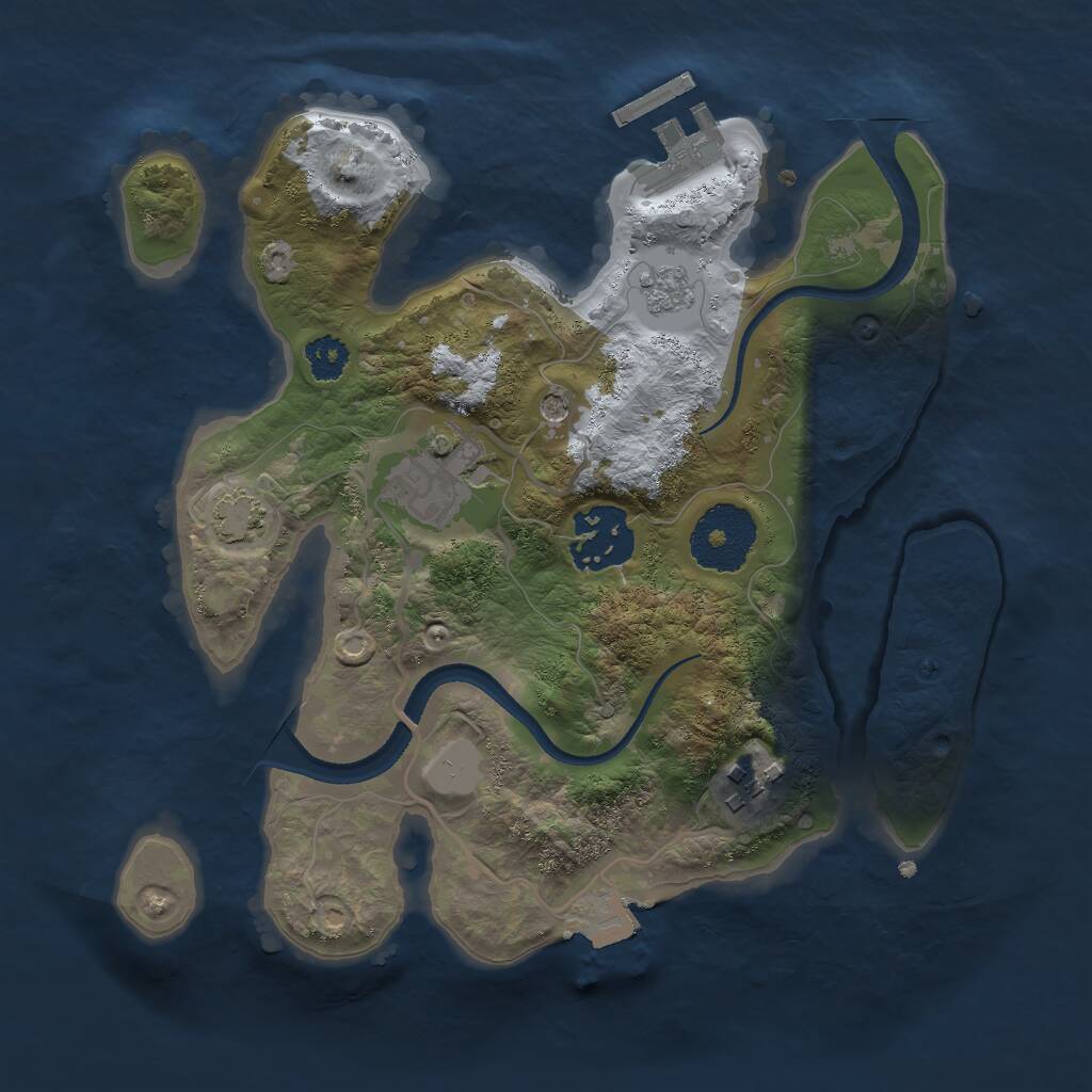 Rust Map: Procedural Map, Size: 2500, Seed: 1575477205, 8 Monuments