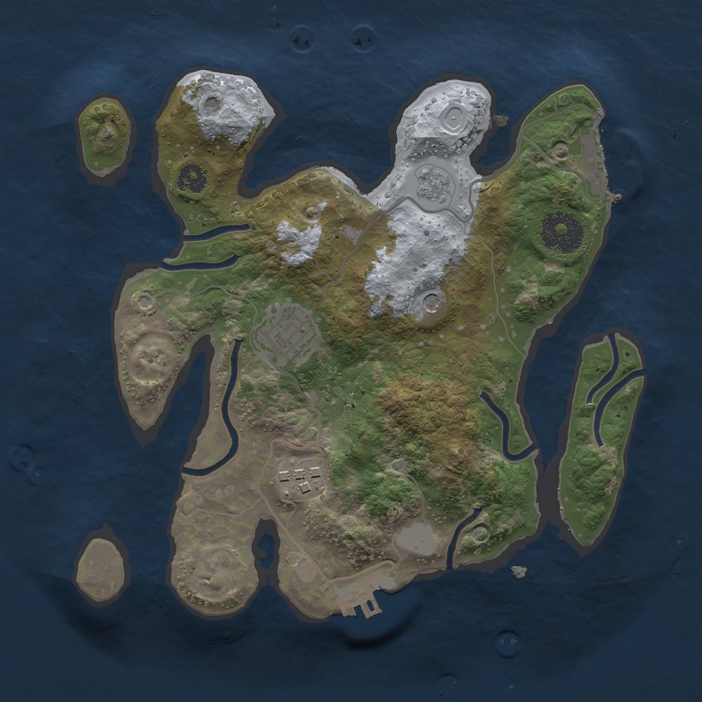 Rust Map: Procedural Map, Size: 2500, Seed: 1575477205, 9 Monuments