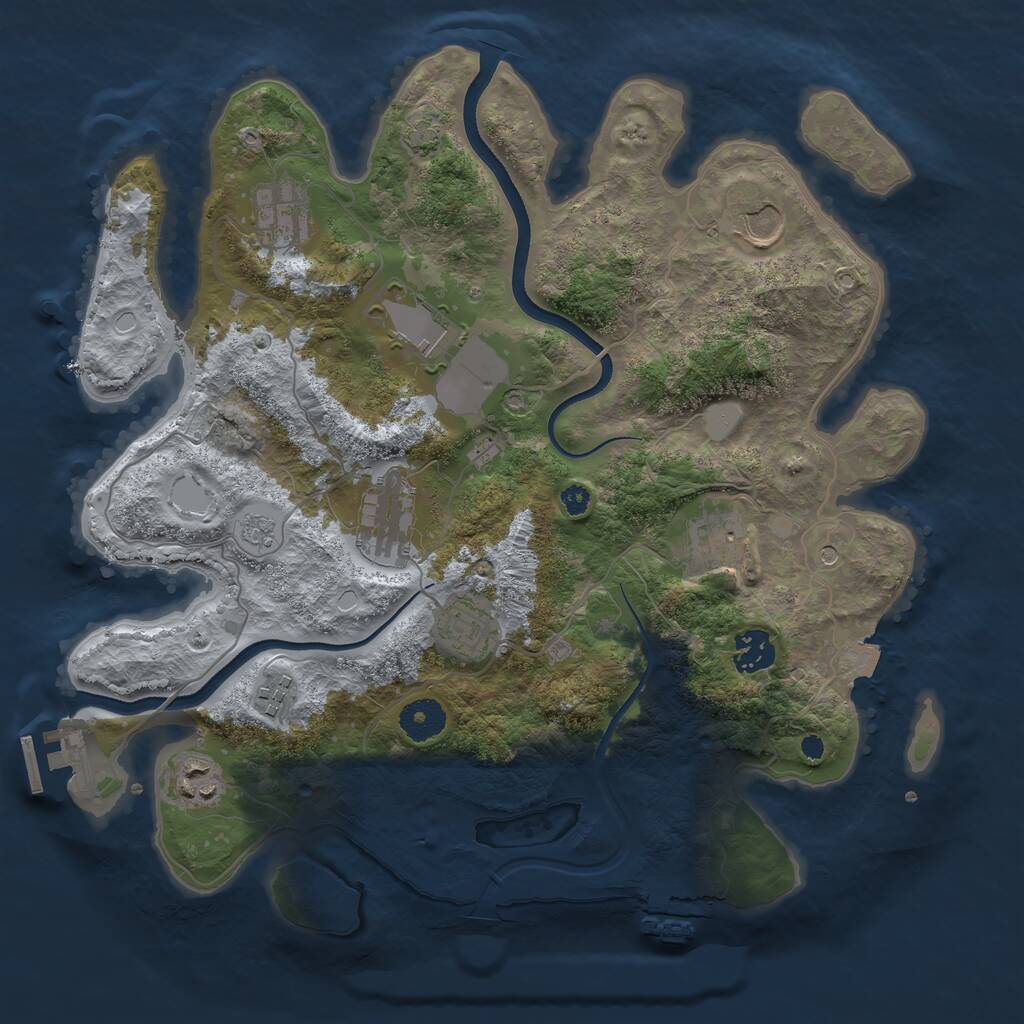 Rust Map: Procedural Map, Size: 3550, Seed: 4104997, 15 Monuments