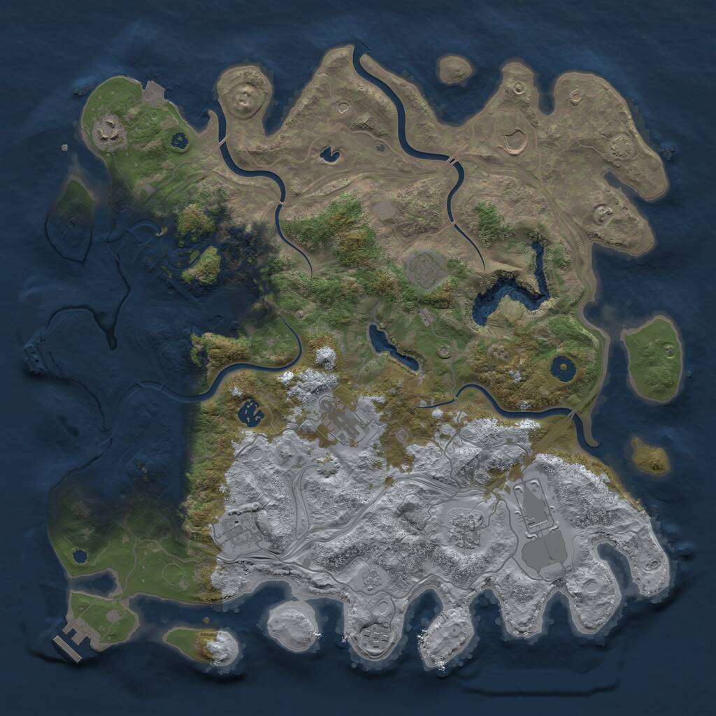 Rust Map: Procedural Map, Size: 4300, Seed: 89287492, 16 Monuments