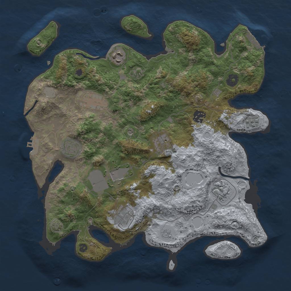 Rust Map: Procedural Map, Size: 3500, Seed: 2051917260, 17 Monuments