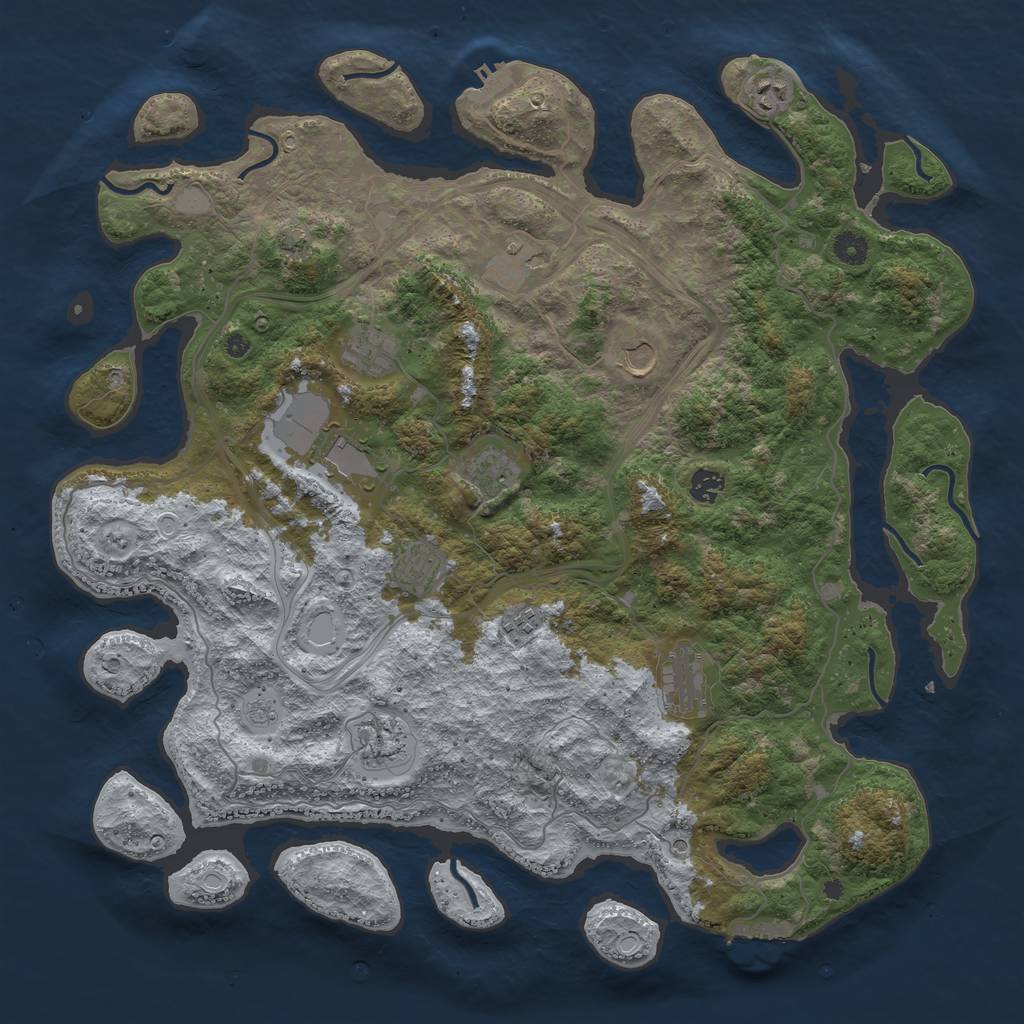 Rust Map: Procedural Map, Size: 4500, Seed: 1906189888, 19 Monuments