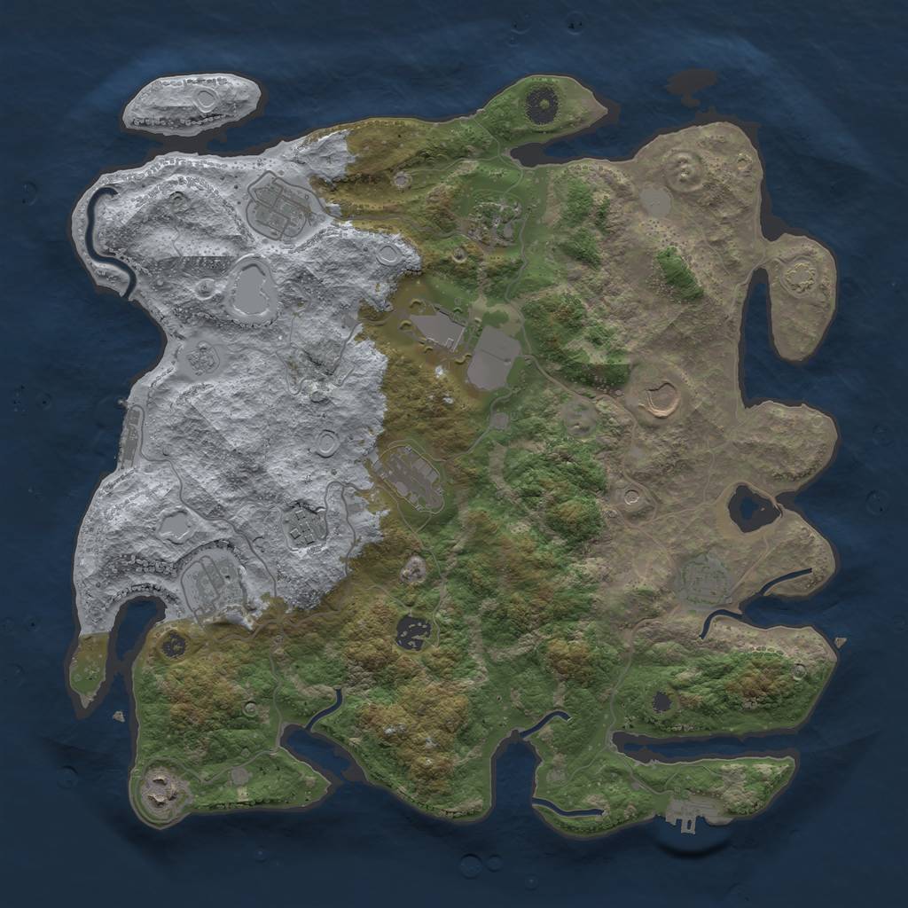 Rust Map: Procedural Map, Size: 3900, Seed: 12345563, 18 Monuments