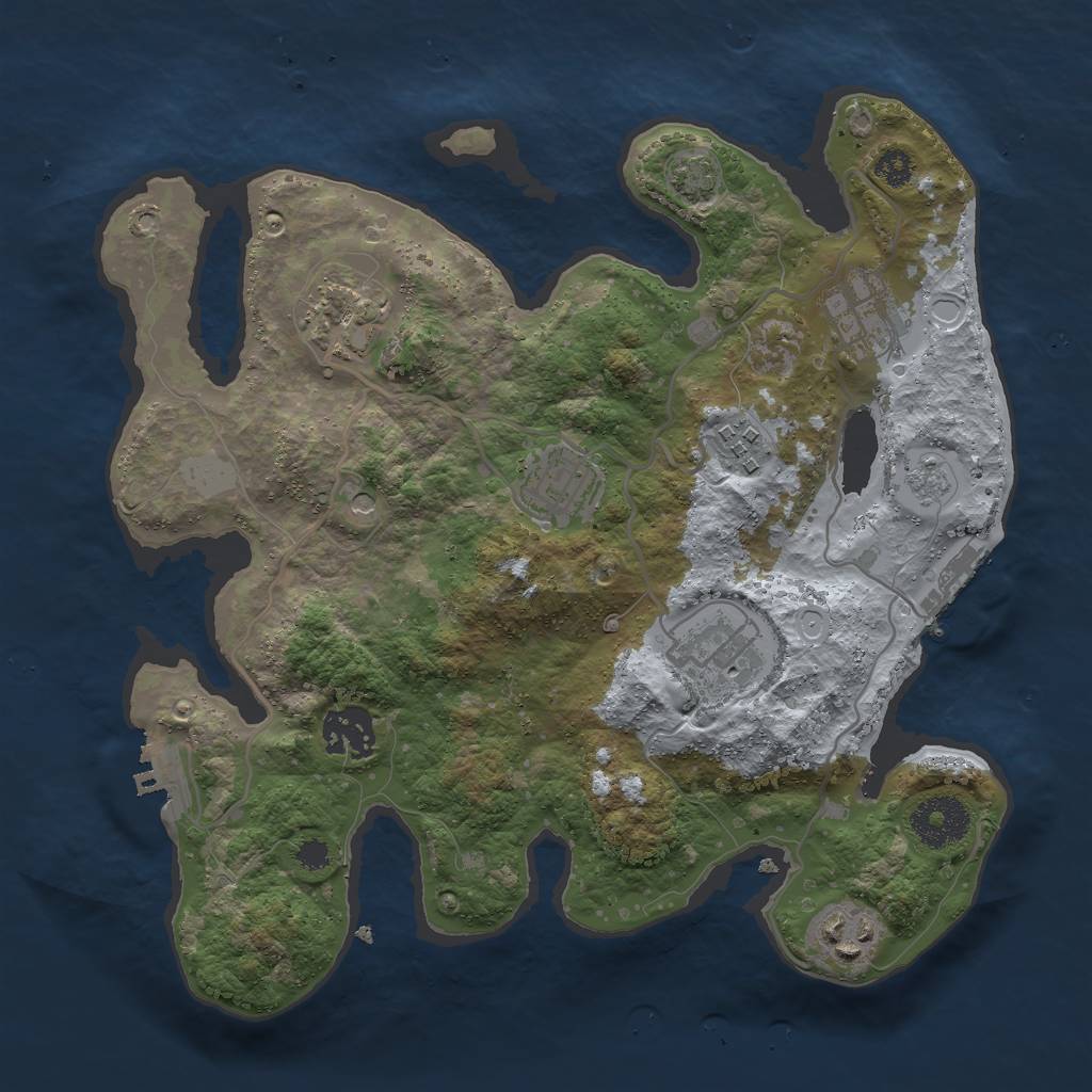 Rust Map: Procedural Map, Size: 3000, Seed: 1935194666, 15 Monuments