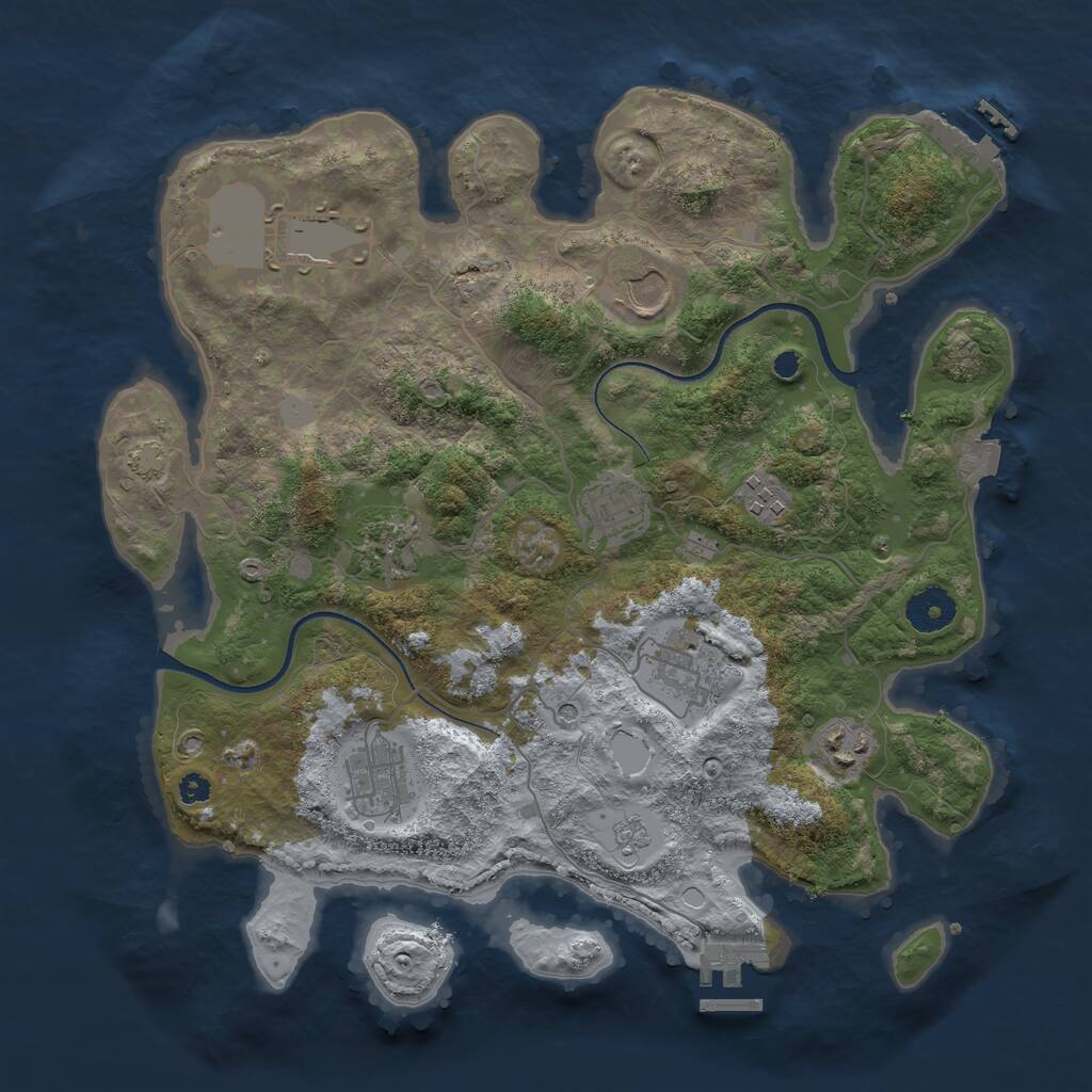 Rust Map: Procedural Map, Size: 3500, Seed: 988115107, 14 Monuments
