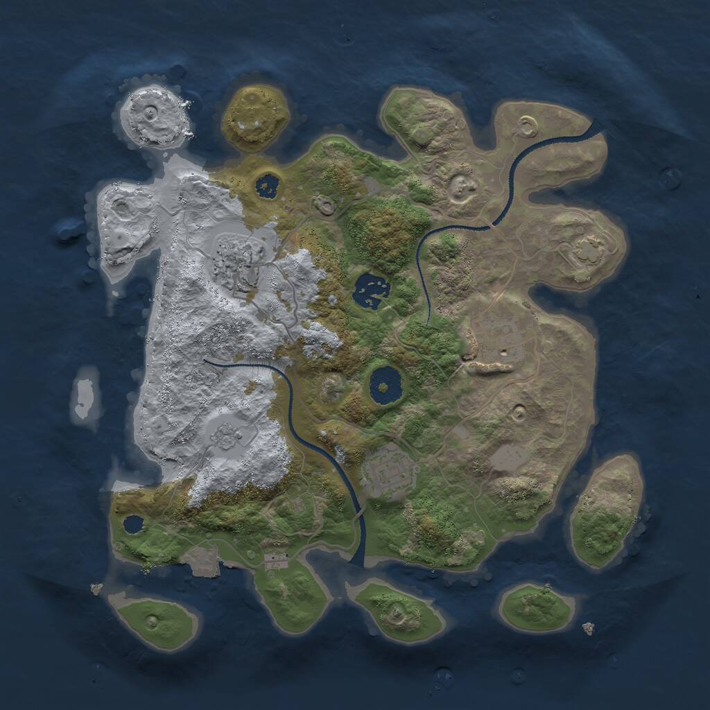 Rust Map: Procedural Map, Size: 3000, Seed: 174790029, 7 Monuments