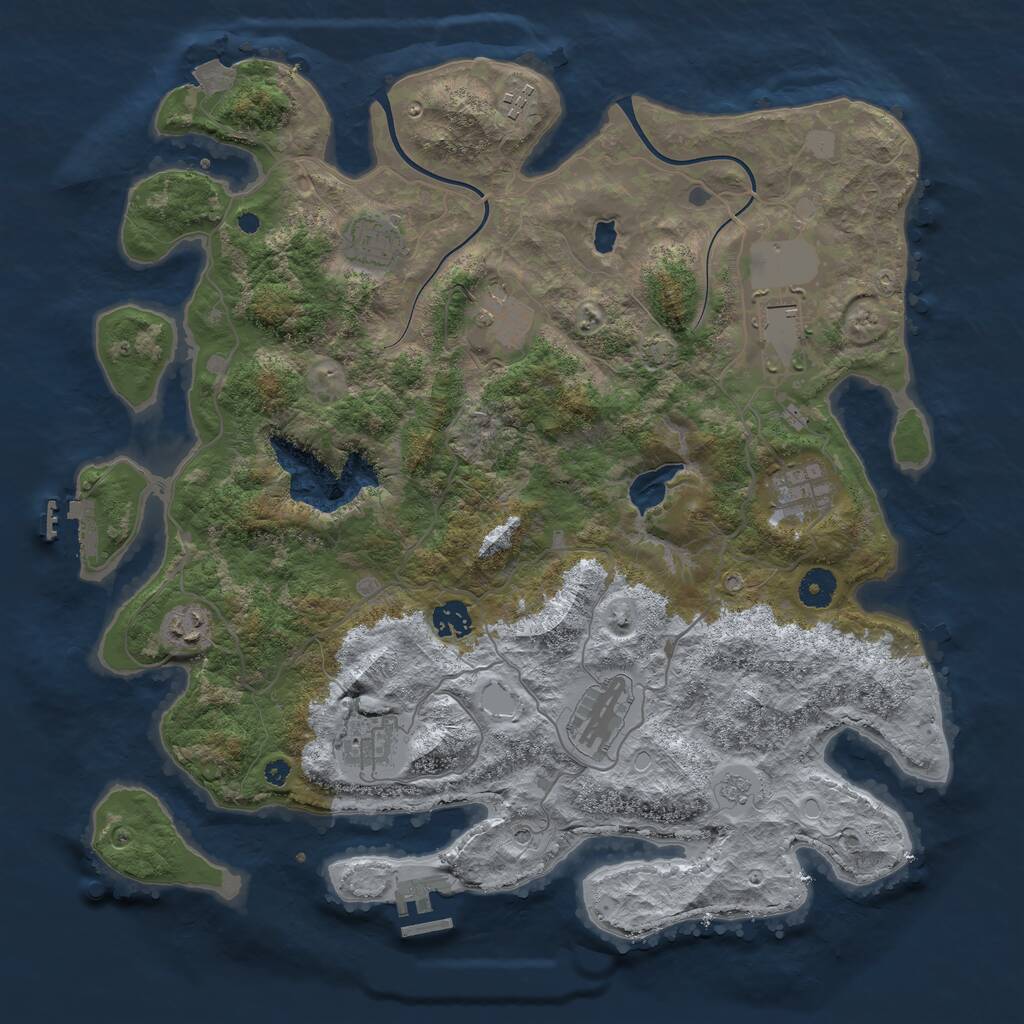 Rust Map: Procedural Map, Size: 4000, Seed: 2100315243, 15 Monuments