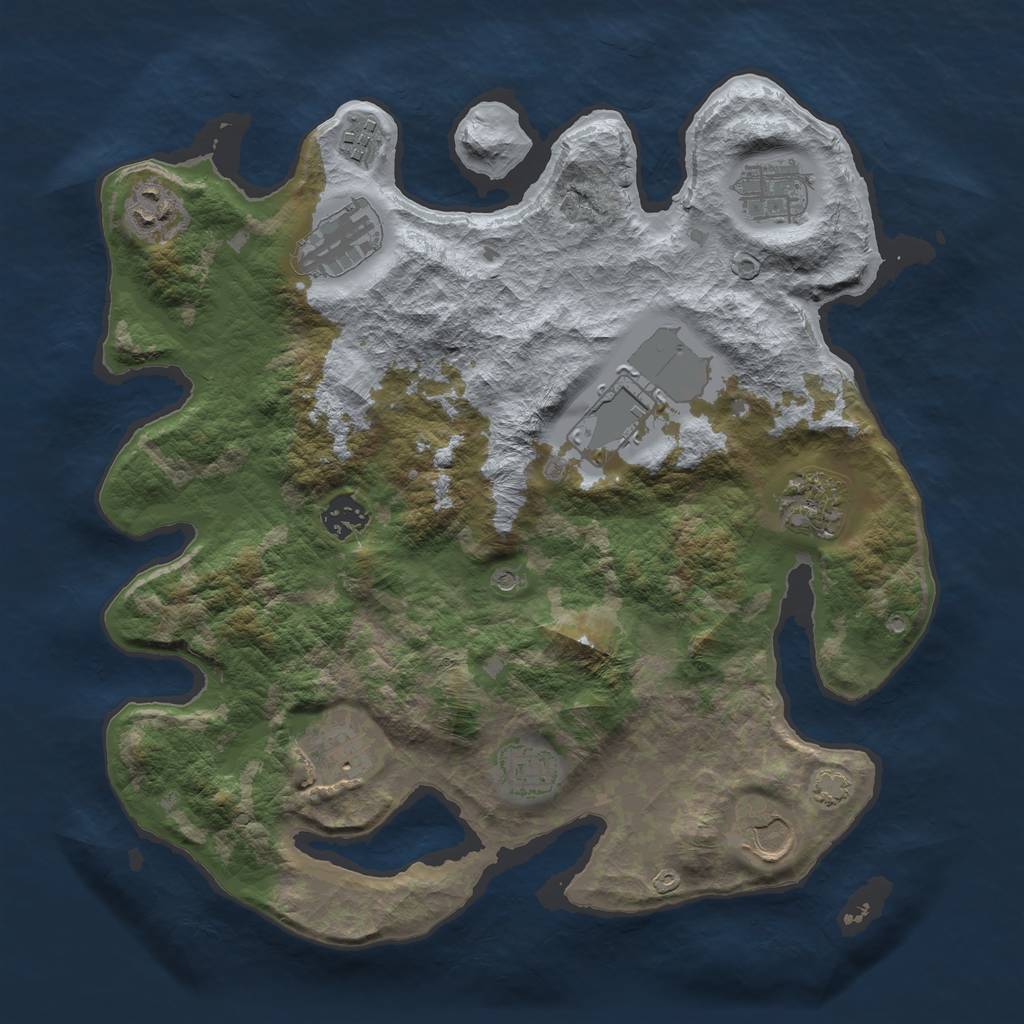 Rust Map: Barren, Size: 3550, Seed: 34924536, 14 Monuments