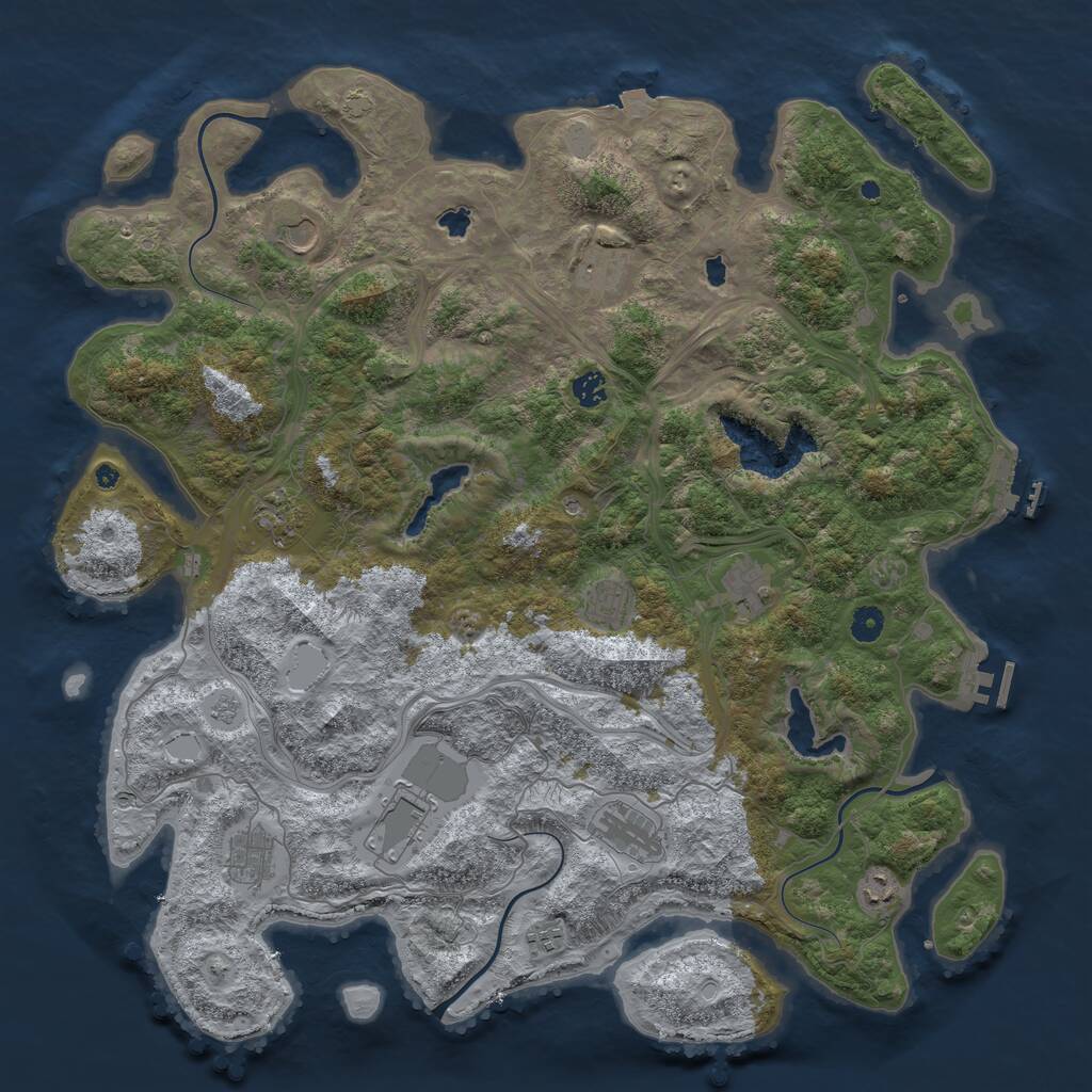 Rust Map: Procedural Map, Size: 4700, Seed: 2058215041, 17 Monuments
