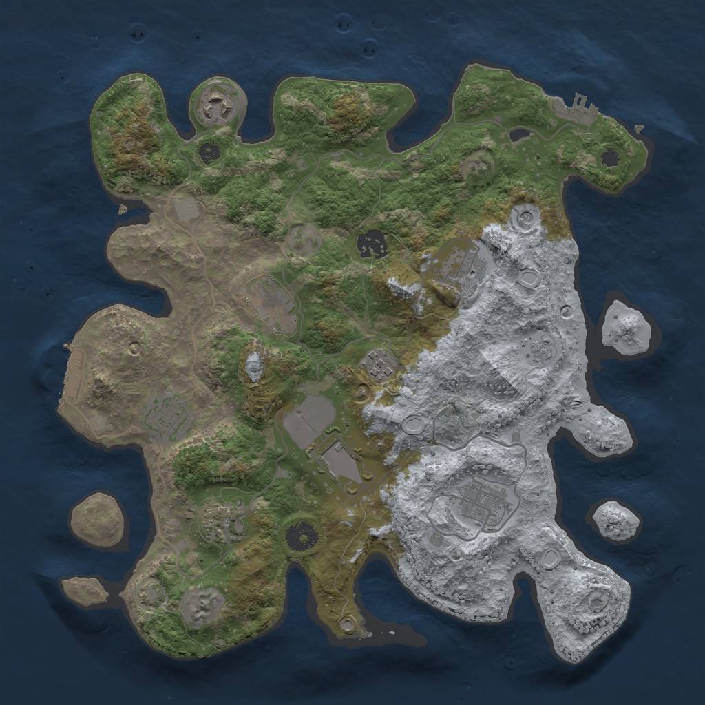 Rust Map: Procedural Map, Size: 3500, Seed: 95175556, 17 Monuments