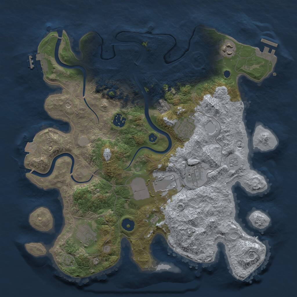 Rust Map: Procedural Map, Size: 3500, Seed: 95175556, 13 Monuments