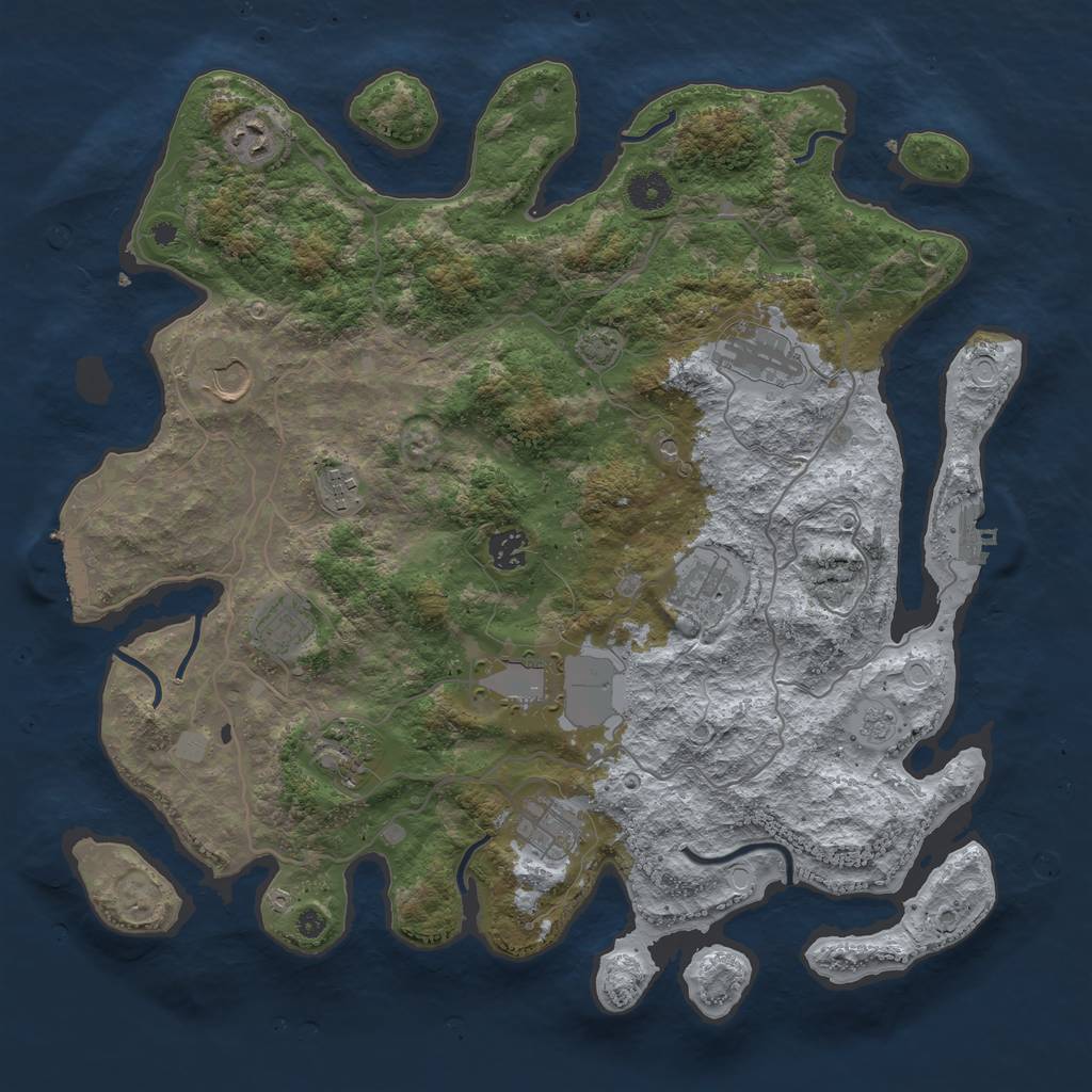 Rust Map: Procedural Map, Size: 4000, Seed: 213413, 18 Monuments