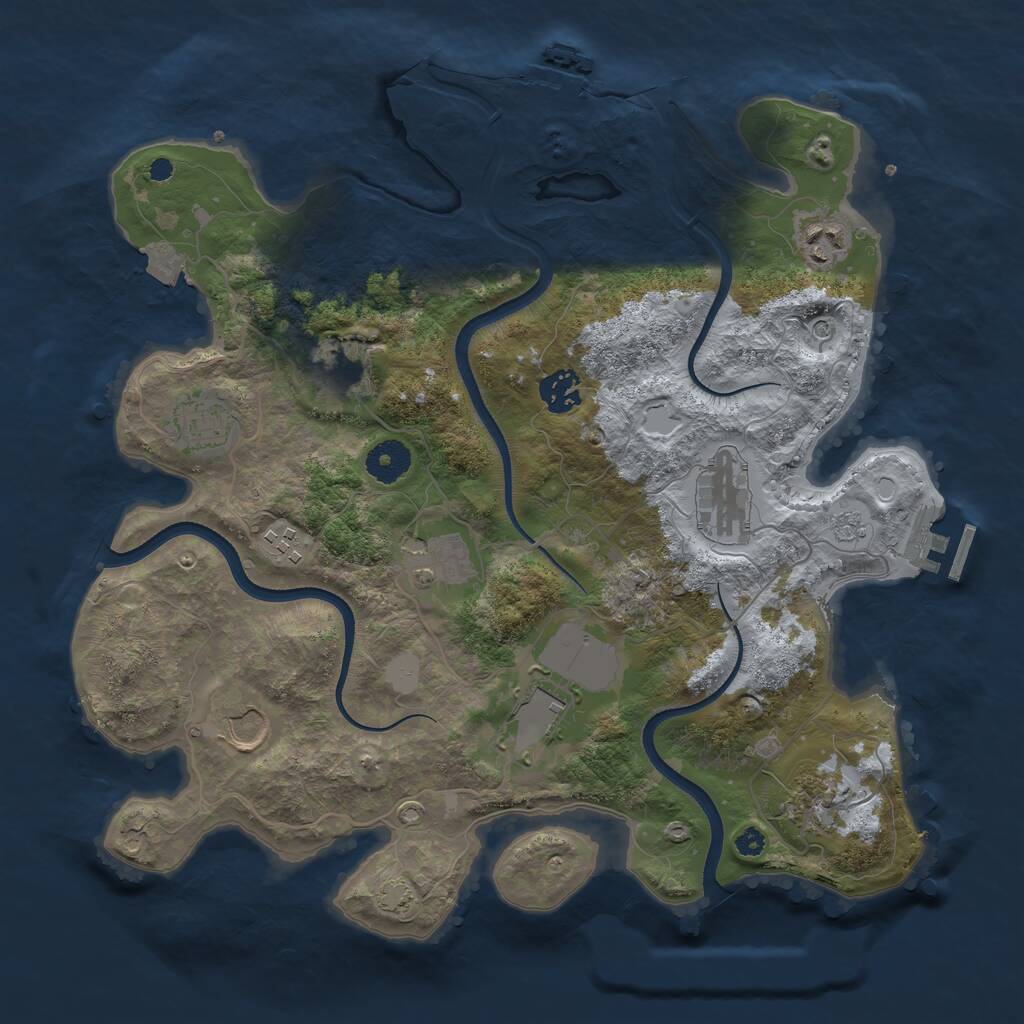 Rust Map: Procedural Map, Size: 3600, Seed: 35213523, 16 Monuments