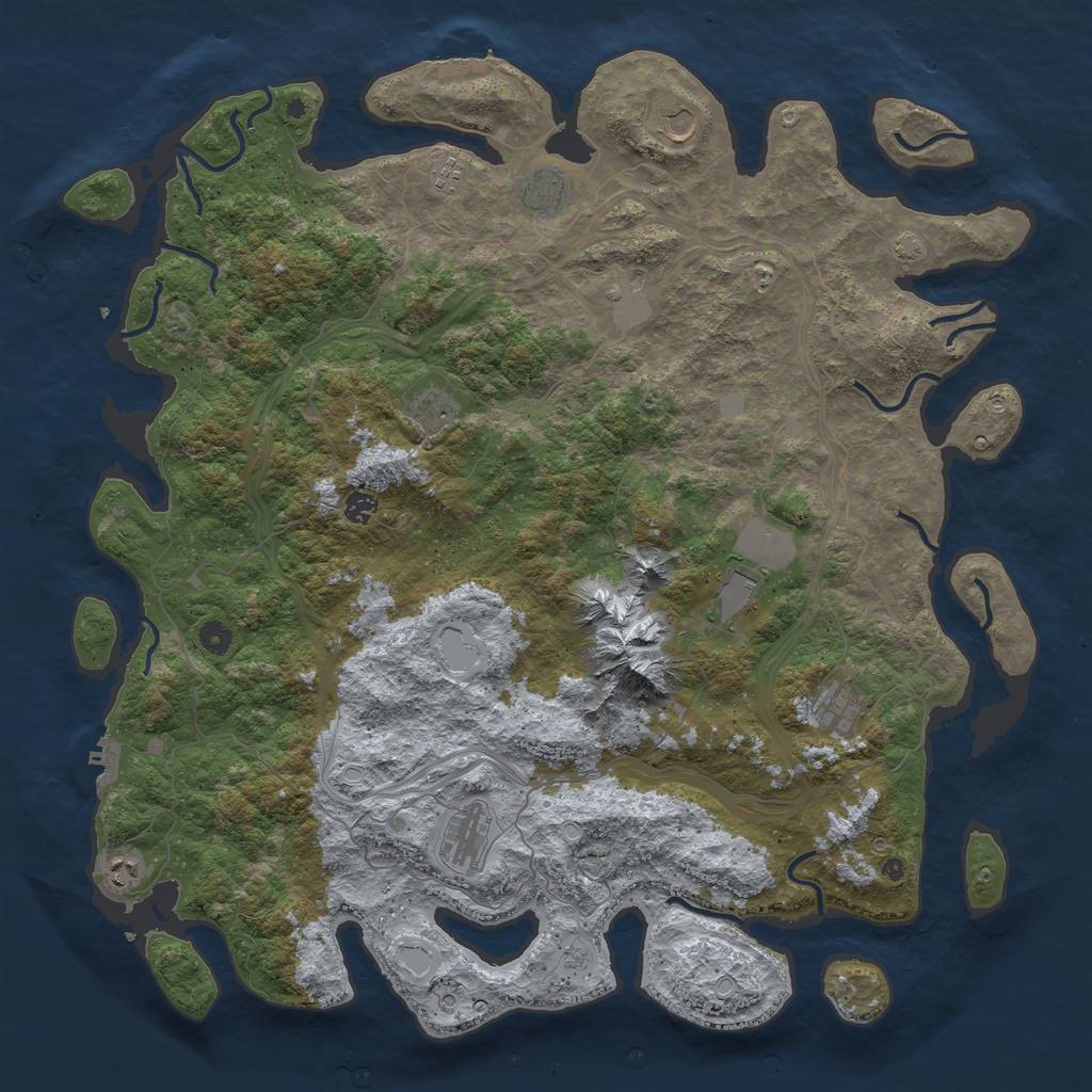 Rust Map: Procedural Map, Size: 5000, Seed: 523847478, 18 Monuments