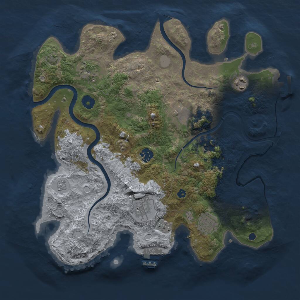 Rust Map: Procedural Map, Size: 3450, Seed: 32491481, 13 Monuments