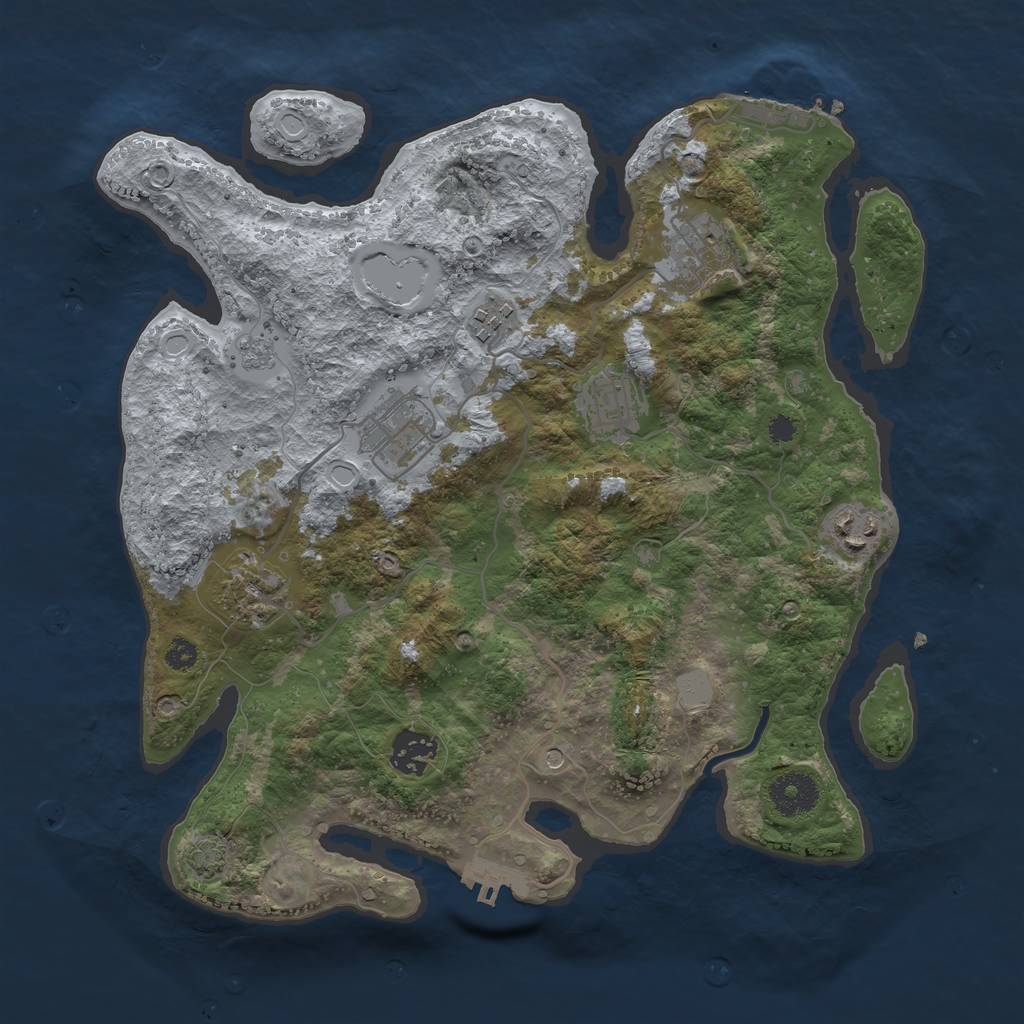 Rust Map: Procedural Map, Size: 3350, Seed: 1879753538, 15 Monuments