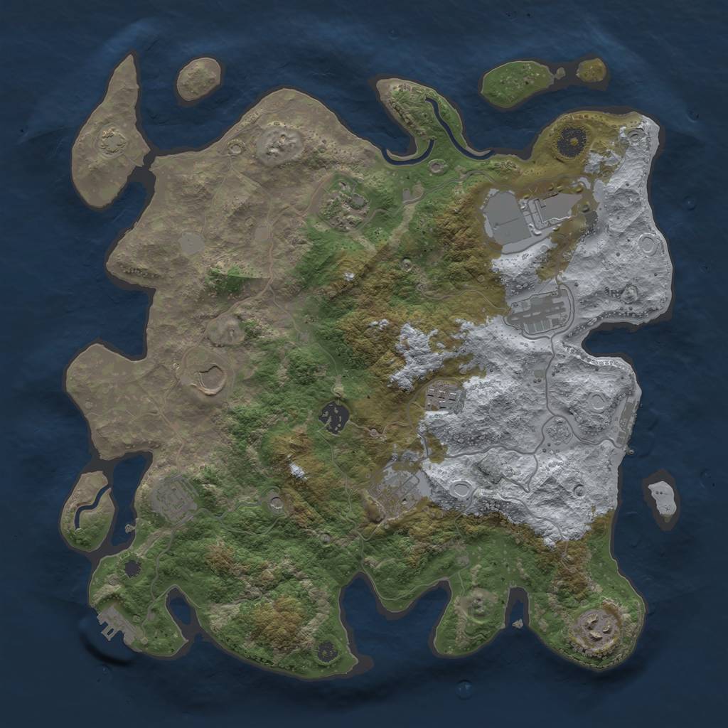 Rust Map: Procedural Map, Size: 3700, Seed: 550, 17 Monuments
