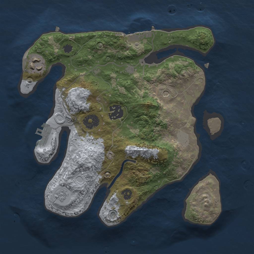 Rust Map: Procedural Map, Size: 2500, Seed: 1890241016, 9 Monuments