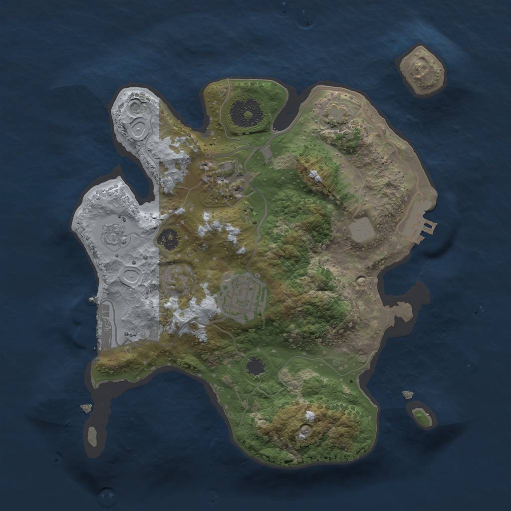 Rust Map: Procedural Map, Size: 2500, Seed: 663844292, 9 Monuments