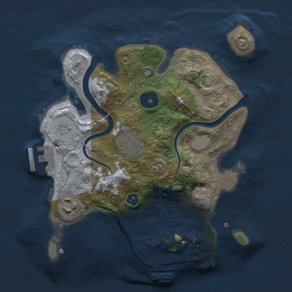 Rust Map: Procedural Map, Size: 2500, Seed: 663844292, 9 Monuments