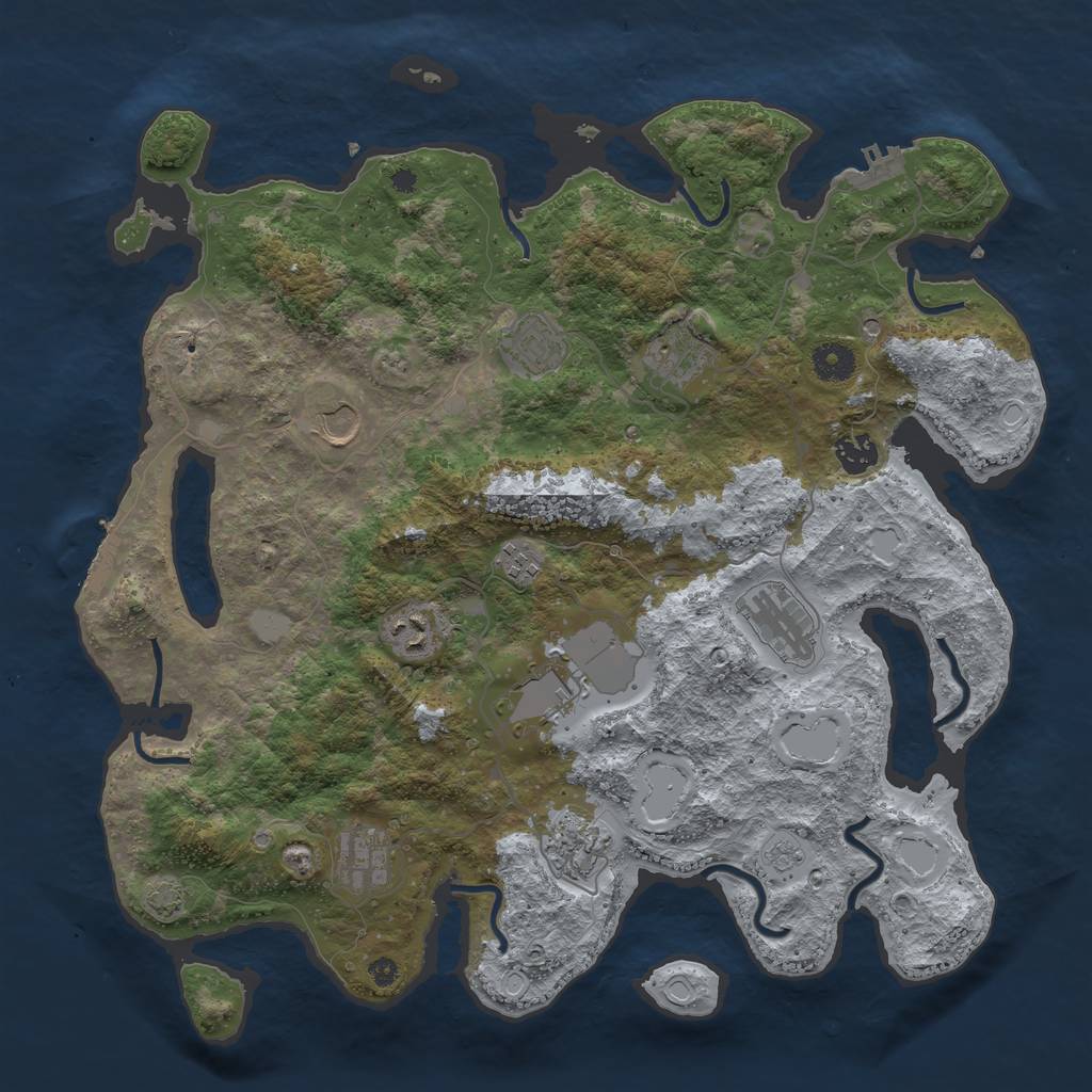 Rust Map: Procedural Map, Size: 3950, Seed: 62017991, 18 Monuments