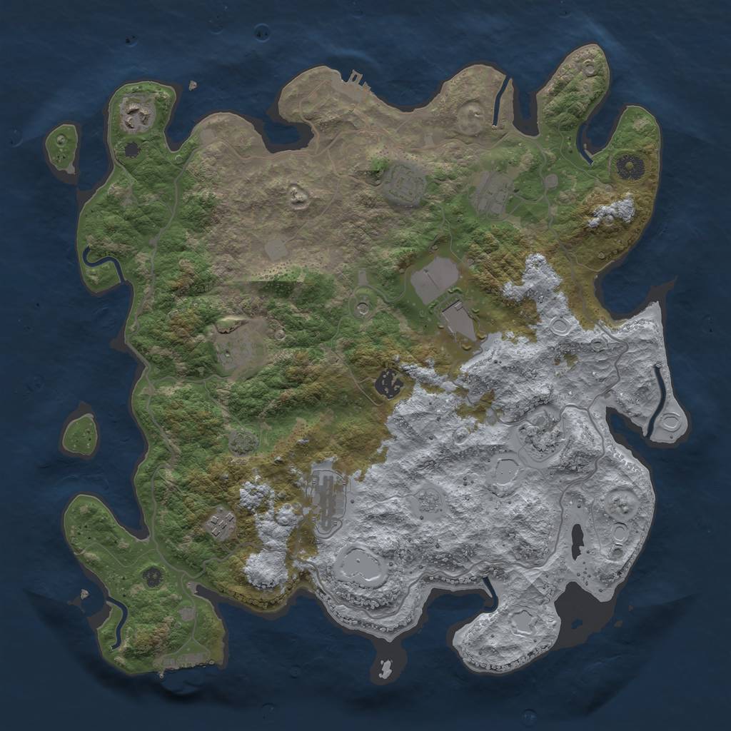 Rust Map: Procedural Map, Size: 4000, Seed: 65068459, 17 Monuments